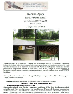 •	Mega-agape regionale del 2 giugno 2015 ad Osoppo